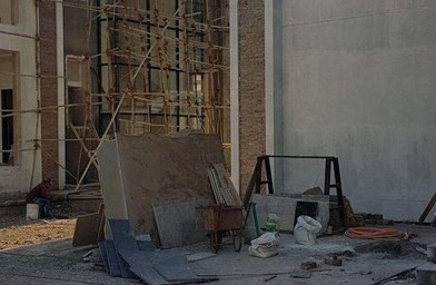 Stone cladding works at a villa