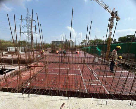 Reinforcement works across a large site