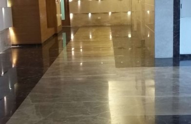 Polished marble lobby flooring