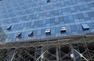 Glazing installation on the facade