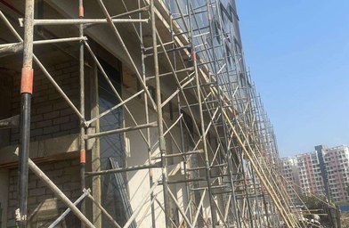 Scaffolding during facade works